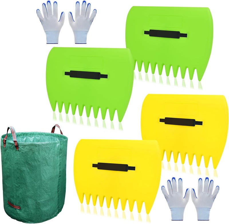 chicarry Leaf Scoops Hand Rakes, Leaf Scoops and Claws with Garden Bag and Gloves, Lightweight Plastic Leaf Scoop, Large Leaf Grabbers for Picking Up Leaves, Clippings, Grass(Scoops + Garden Bag) - Image 1